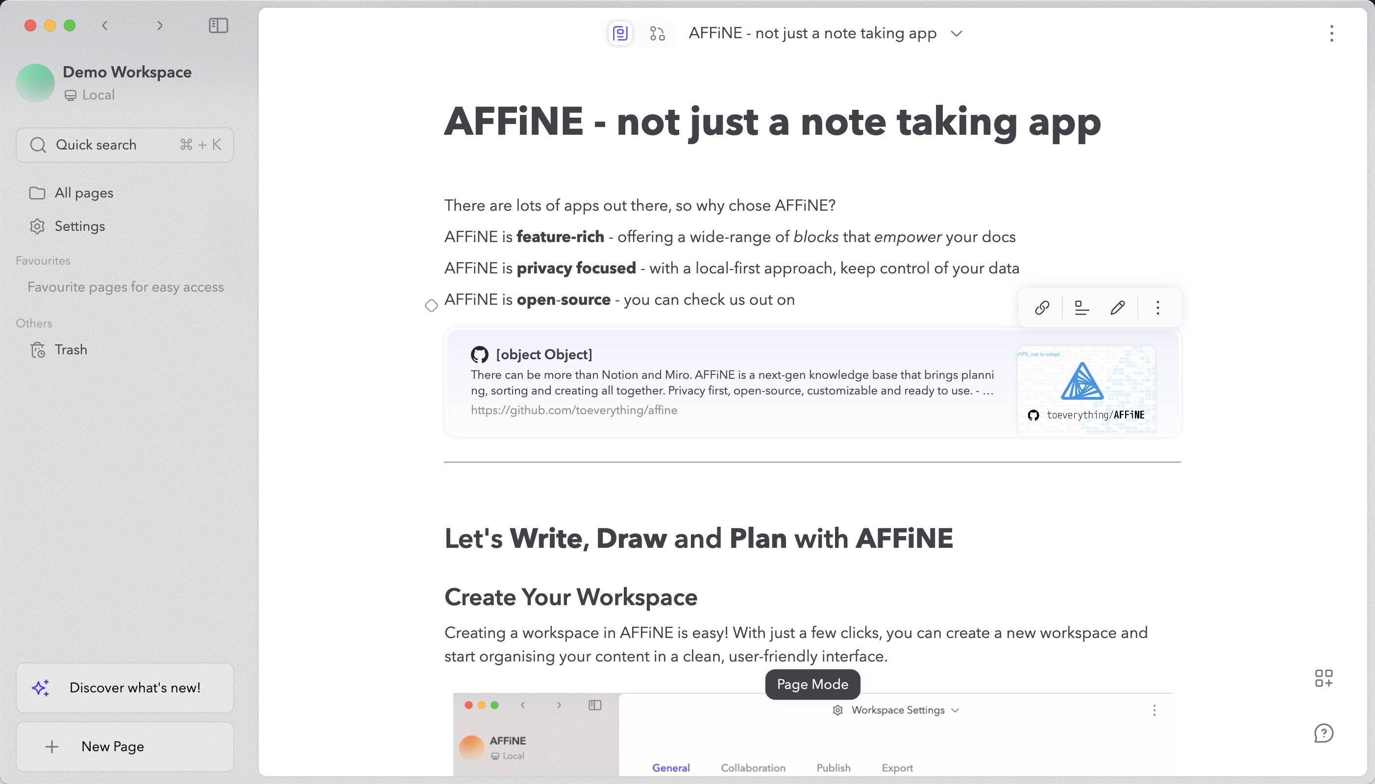官方演示-「AFFiNE」的「Markdown视图」