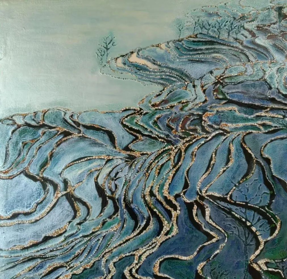 锦田云岫（漆画）陆薇鸿 60×60cm 2024年作