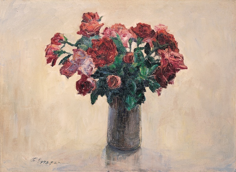 徐坚白，《玫瑰花》，油画，1993年，中国美术学院美术馆藏