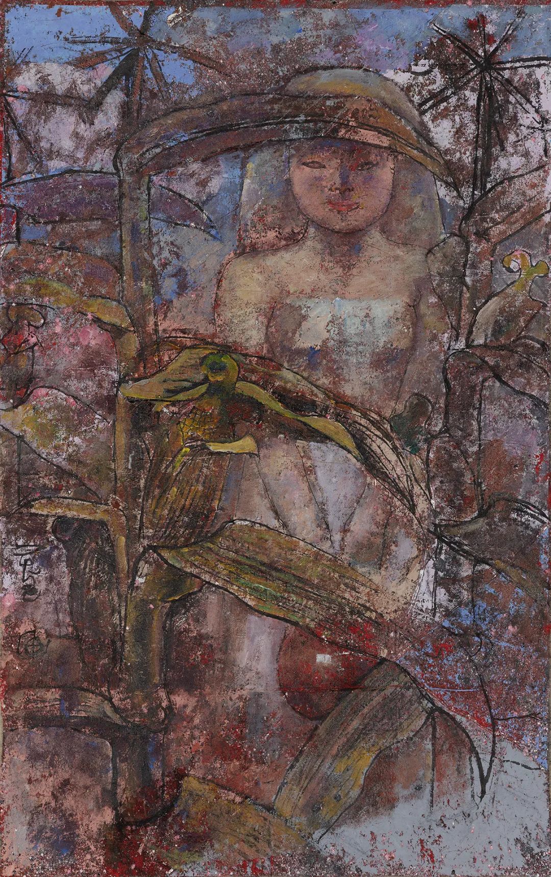 石虎《晴送图》119×75cm 布面重彩 2014