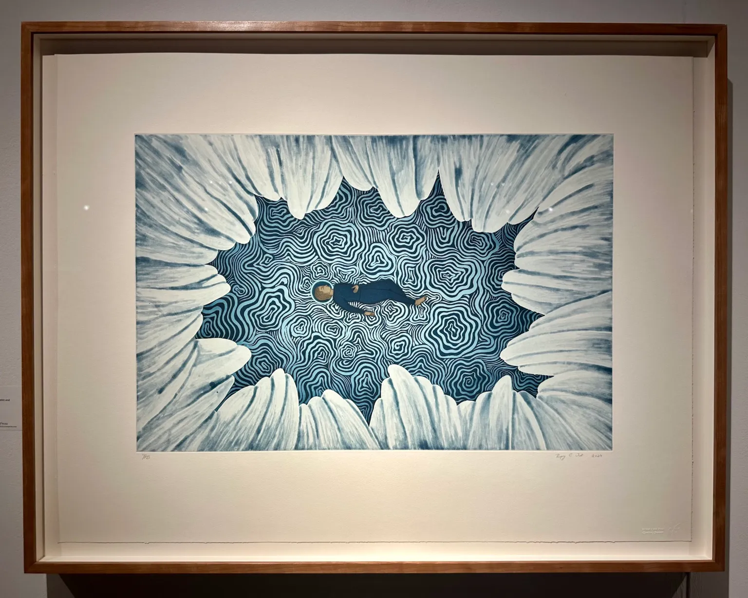 Rupy C. Tut, “Where She begins to flow” (2024), color spit bite aquatint with aquatint and soft ground etching, edition of 20
