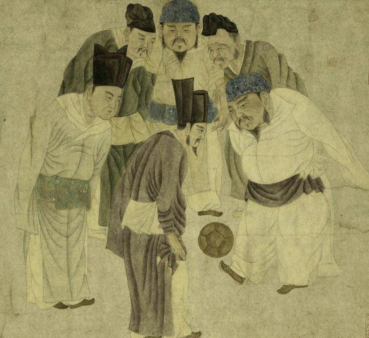 元 钱选《宋太祖蹴鞠图》