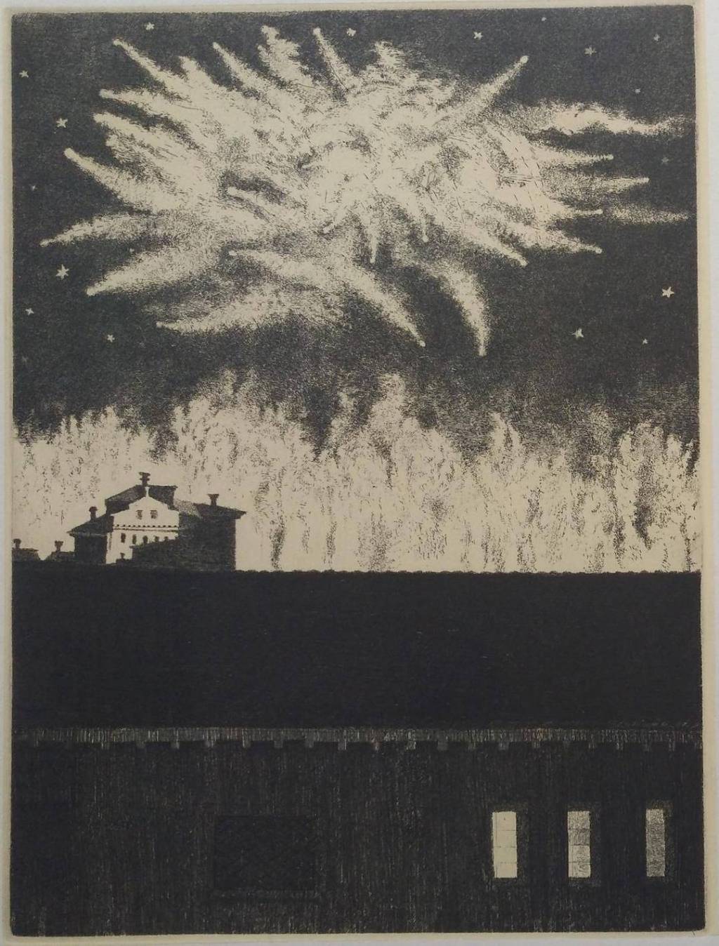 艾多·雅尼奇，《星海》，铜版画，35×50 cm，1973年