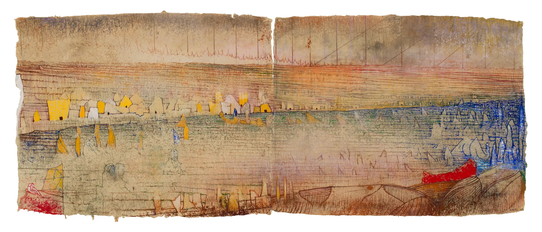 Irving Petlin, “The Nile (for Sarah)” (2012), pastel on handmade paper (all images courtesy Ditesheim and Maffei Fine Art)