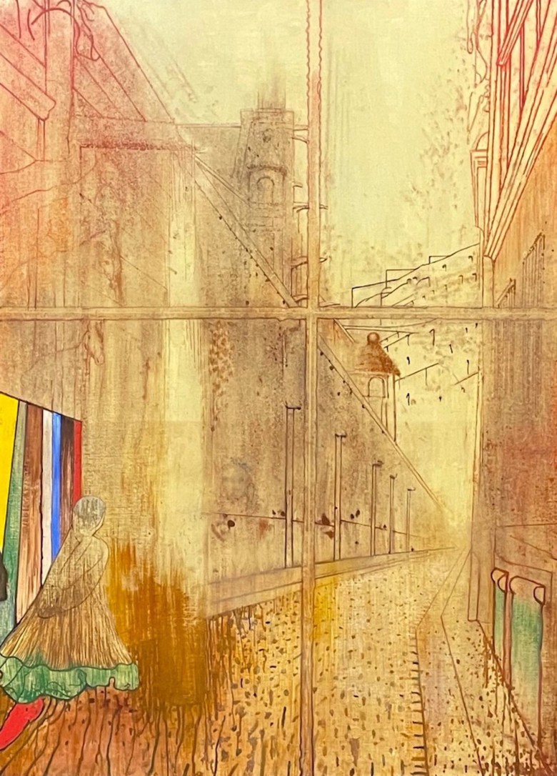 Irving Petlin, “Second of four mountains” (2001), pastel and oil on canvas