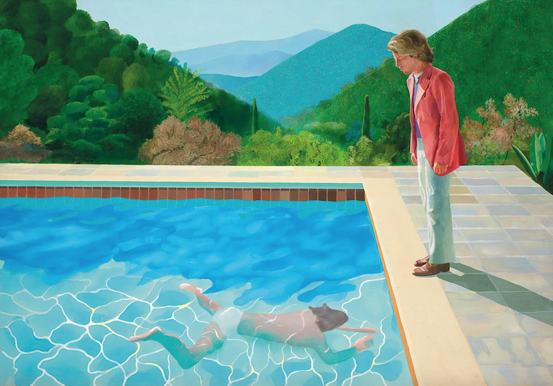 霍克尼，《艺术家肖像（泳池中的两个人物）》，1972年
