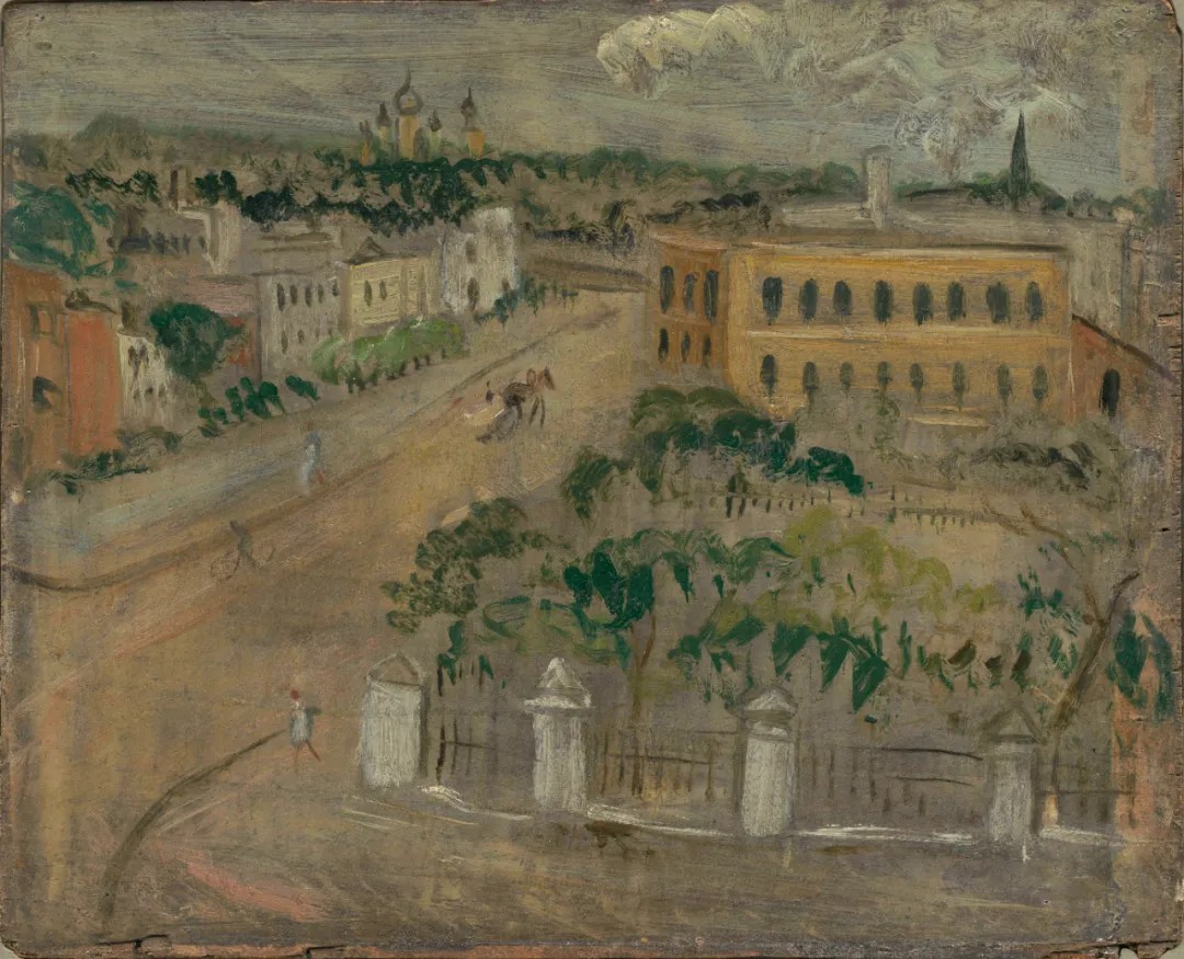《哈尔滨街景之一》 1944年 35×44.5cm 木板油彩