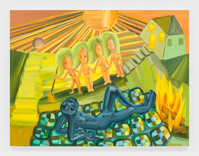 Judith Linhares, “Housekeeping” (2024), oil on linen (image courtesy Judith Linhares and P·P·O·W, New York, © Judith Linhares. Photo Ian Edquist)