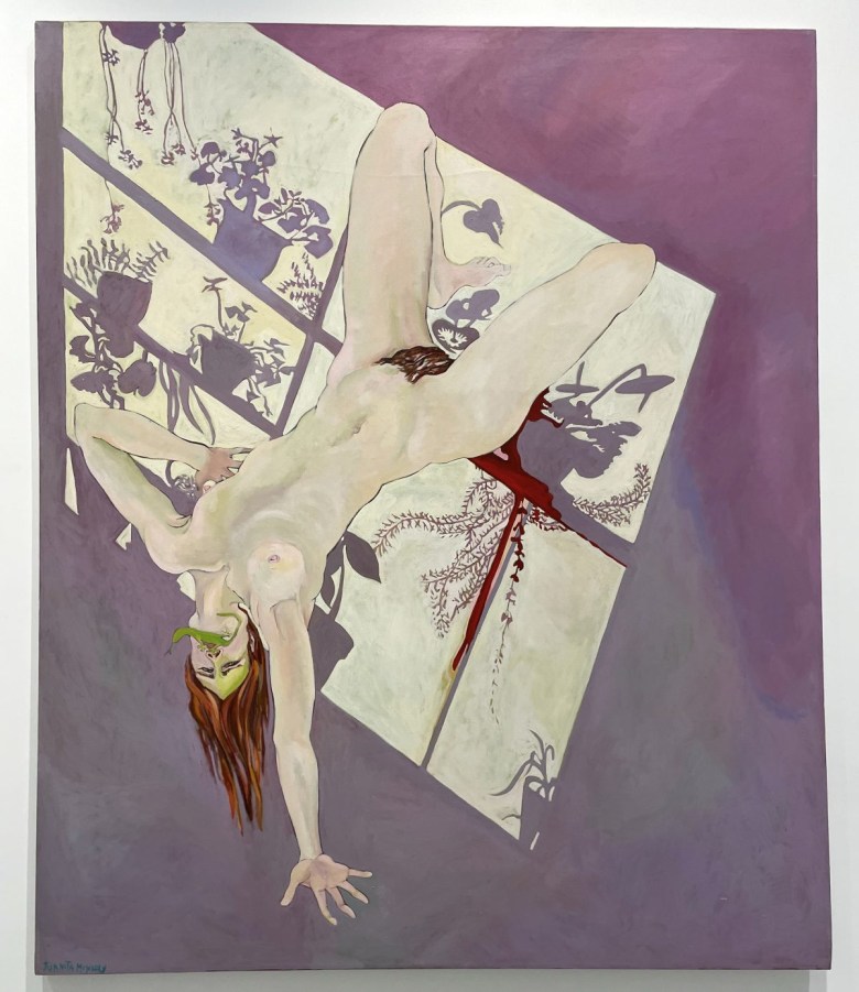 Juanita McNeely, “Window Shadow: Chameleon on Woman’s Face” (1975), oil on canvas
