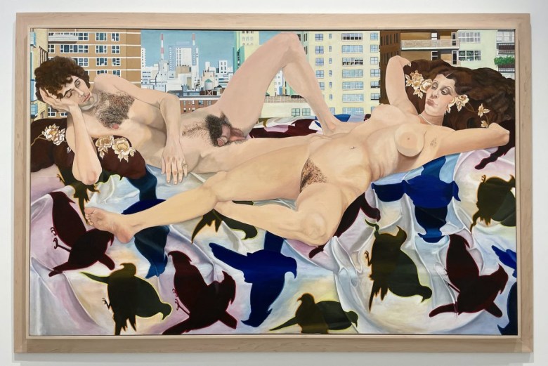 Martha Edelheit, “Birds: A View from Lincoln Tower Terrace” (1974), acrylic on canvas