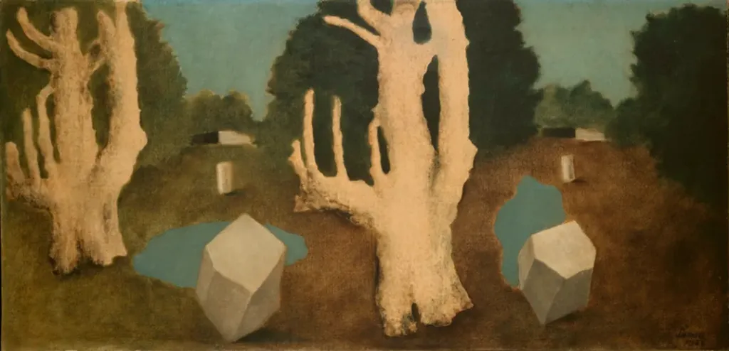 约瑟夫·西玛，《双重景观，雷暴》，1928年，布面油画，67 × 137 厘米，1978年购藏，巴黎，蓬皮杜中心，法国国家现代艺术博物馆—工业设计中心 ©Joseph SIMA/ADAGP, Paris -SACK, Seoul, 2025 Photo © Centre Pompidou, MNAM-CCI/Jacqueline Hyde/Dist. GrandPalaisRmn