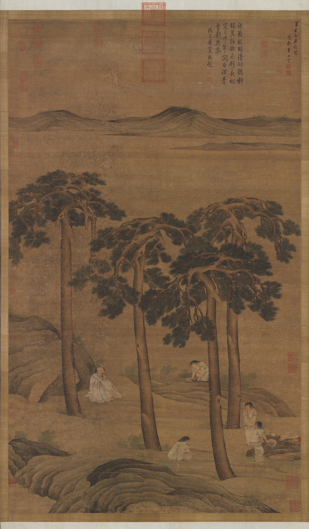 明 李士达 《坐听松风图》　轴