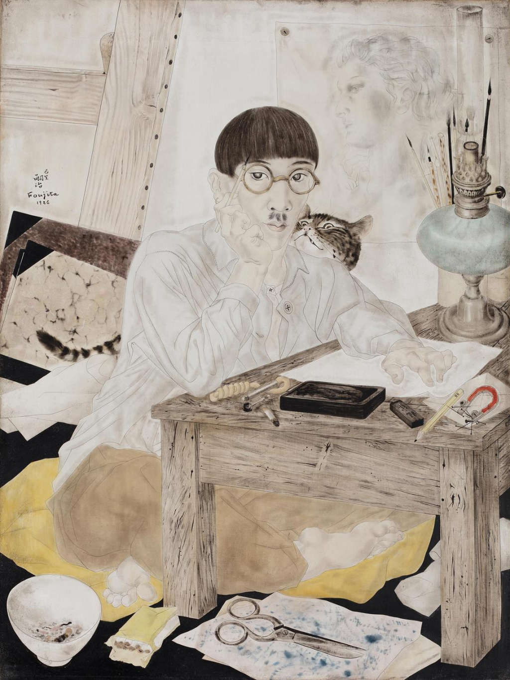 藤田嗣治，《自画像》，1926年，法国里昂艺术博物馆 藏